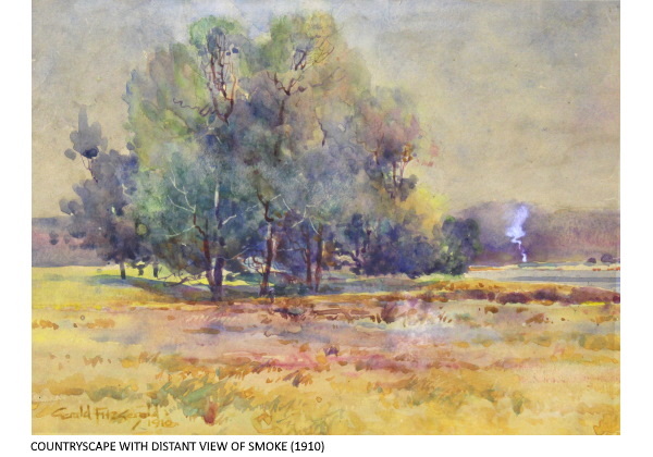 COUNTRYSCAPE WITH DISTANT VIEW OF SMOKE (1910)